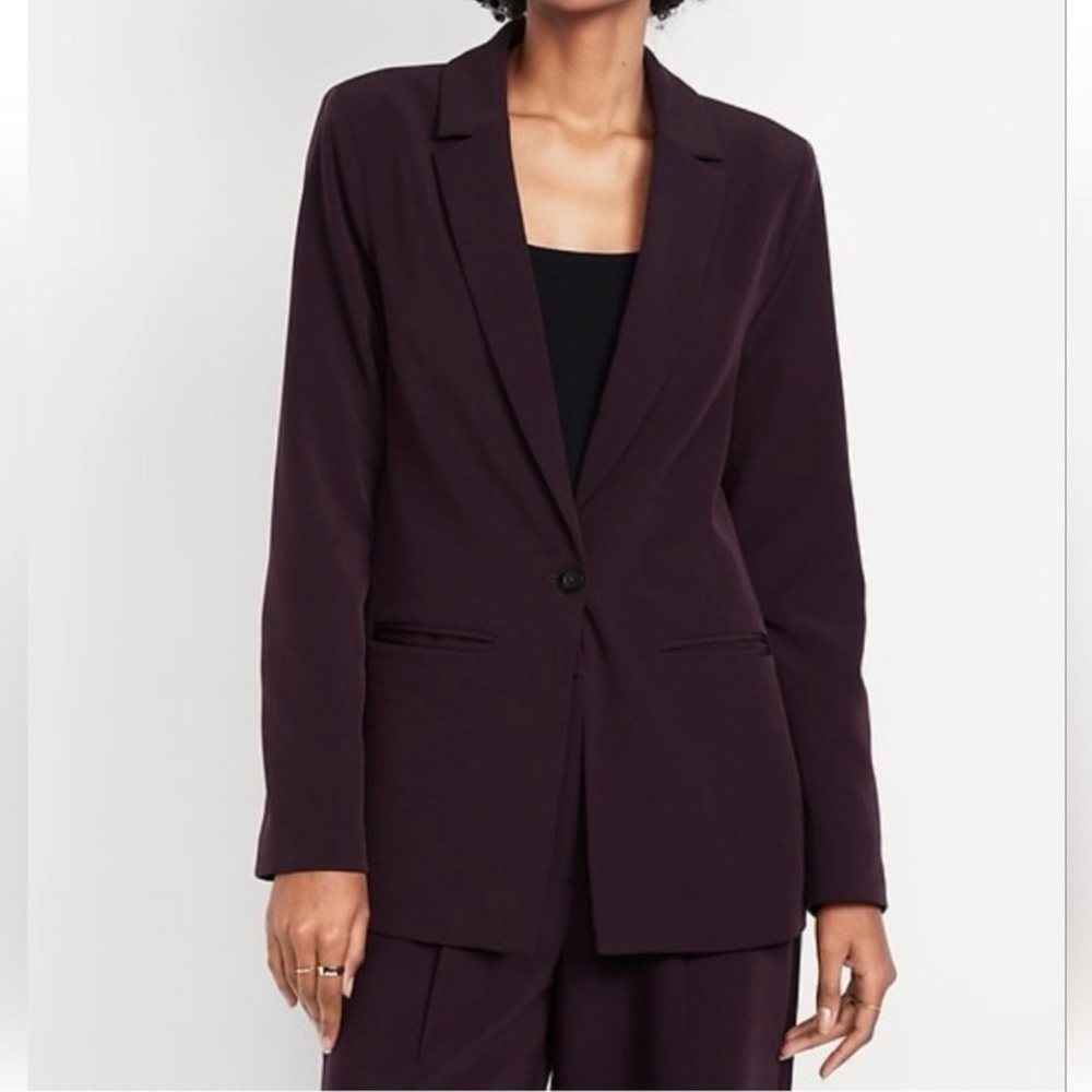 New Old  Navy Women’s Large Plum Tall Classic Blazer Whimsigoth Dark Academia